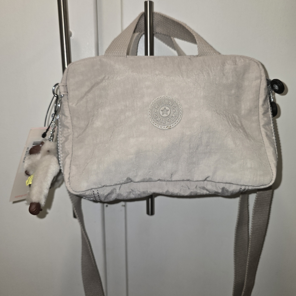 New Kipiling Light Gray Crossbody Bag Purse